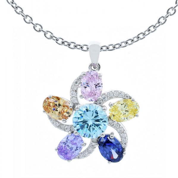 925 Sterling Multicolor Floral Ladies Pendant 