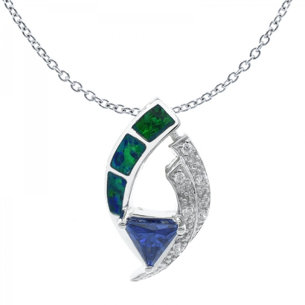 Fashionable 925 Silver Opal Pendant For Ladies 