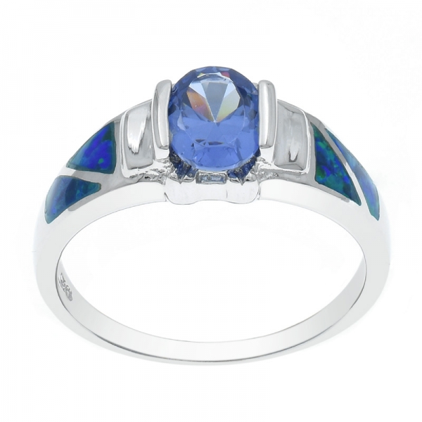 925 Classic Sterling Silver Opal Ring Jewelry 