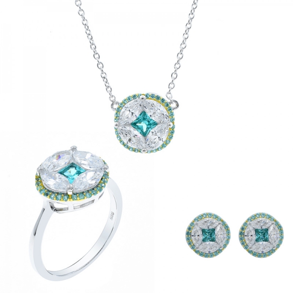 Fancy Round Shape Jewelry Set in 925 Sterling Silver 