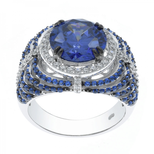 925 Silver Ring With Stunning Round Shape Tanzanite CZ 