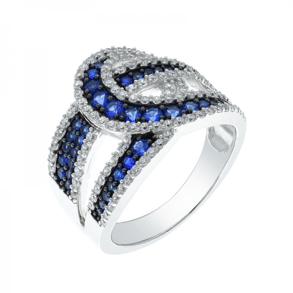 925 Blue Nano Intricate Silver Ring 