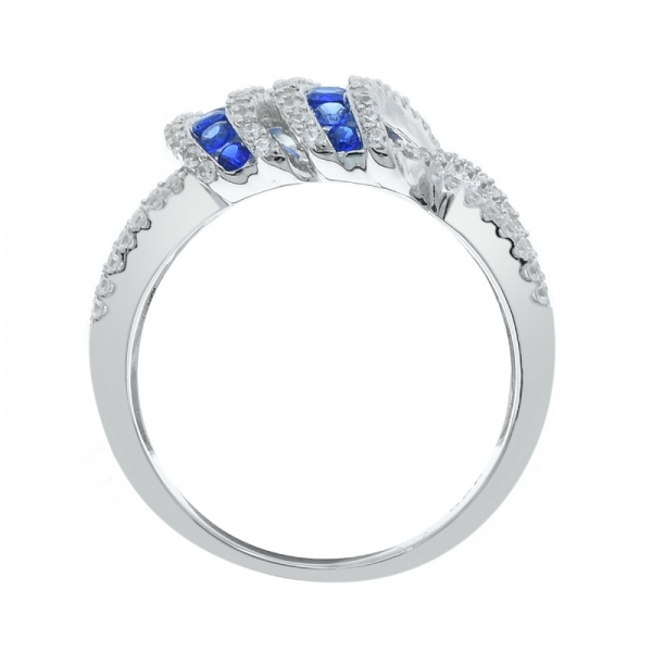 925 Intricate Silver Ring With Splendid Blue Nano & White CZ 