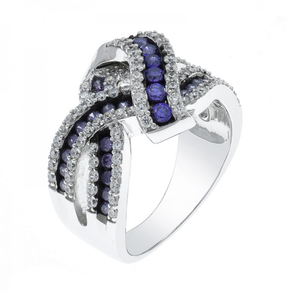 925 Amethyst CZ Intricate Silver Ring 