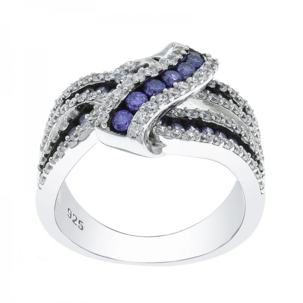 925 Amethyst CZ Intricate Silver Ring 