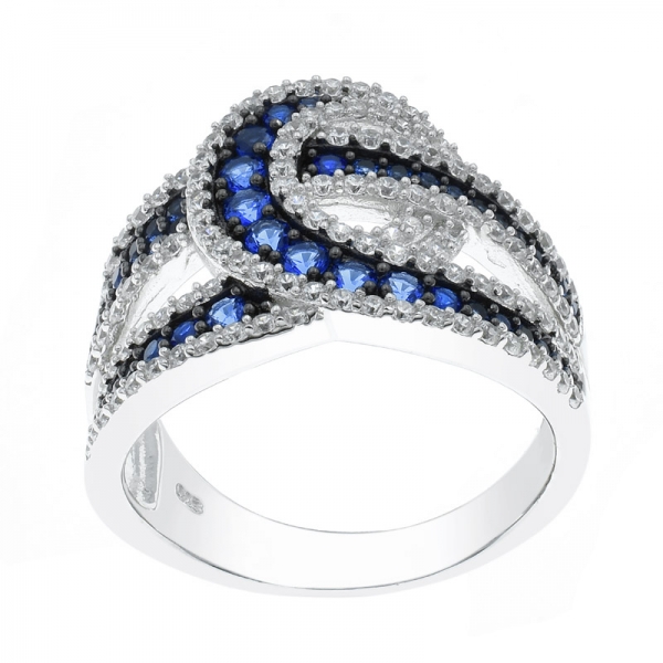 925 Blue Nano Intricate Silver Ring 