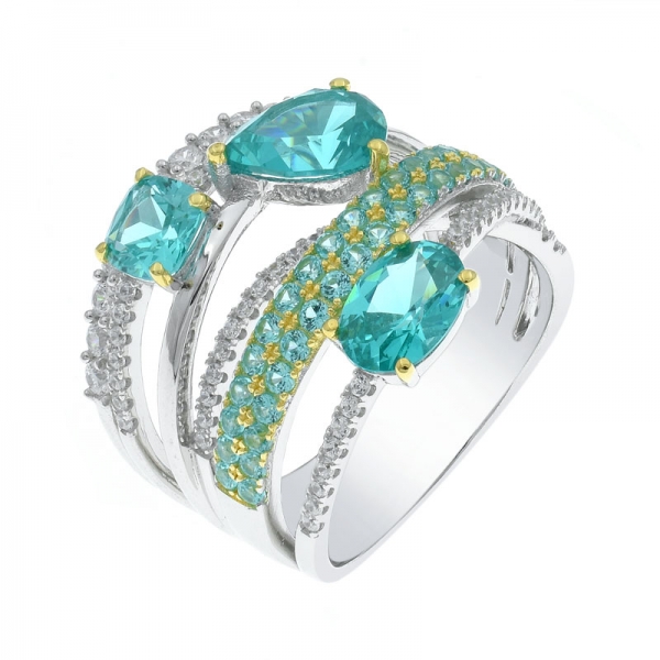 925 Paraiba Criss Cross Silver Ring 