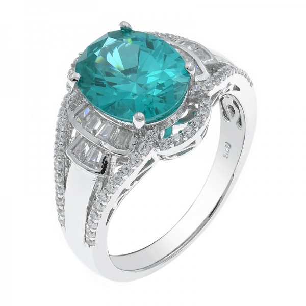 Graceful 925 Oval Shape Paraiba Silver Ring 