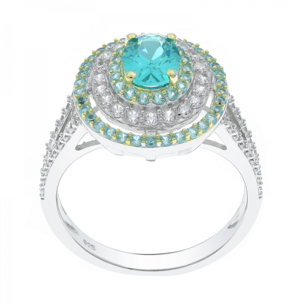 925 Precious Paraiba Halo Ring For Ladies 