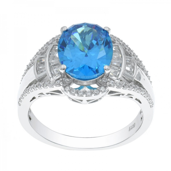 Graceful 925 Oval Shape Paraiba Silver Ring 