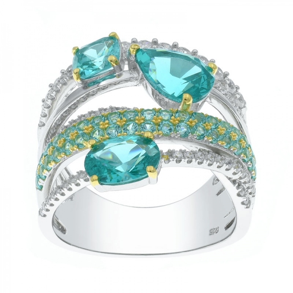 925 Paraiba Criss Cross Silver Ring 