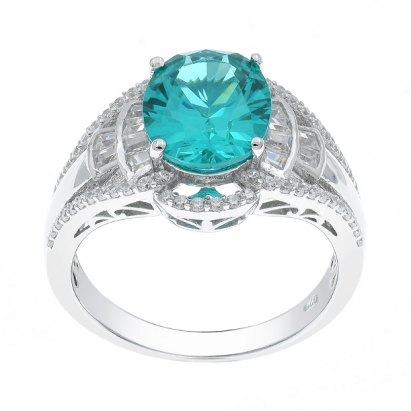 Graceful 925 Oval Shape Paraiba Silver Ring 