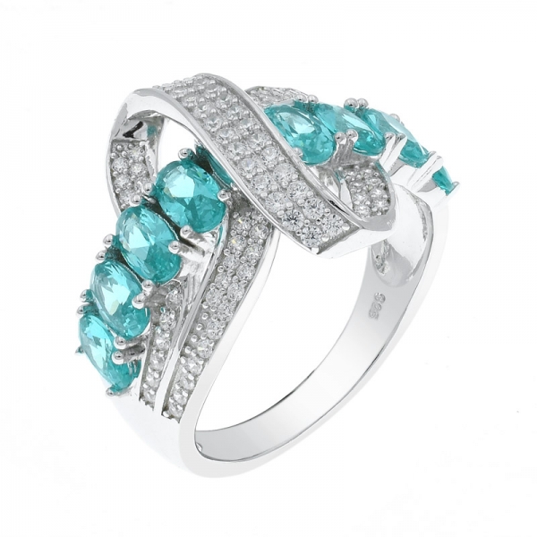 Classic Paraiba Intricate Silver Ring For Ladies 