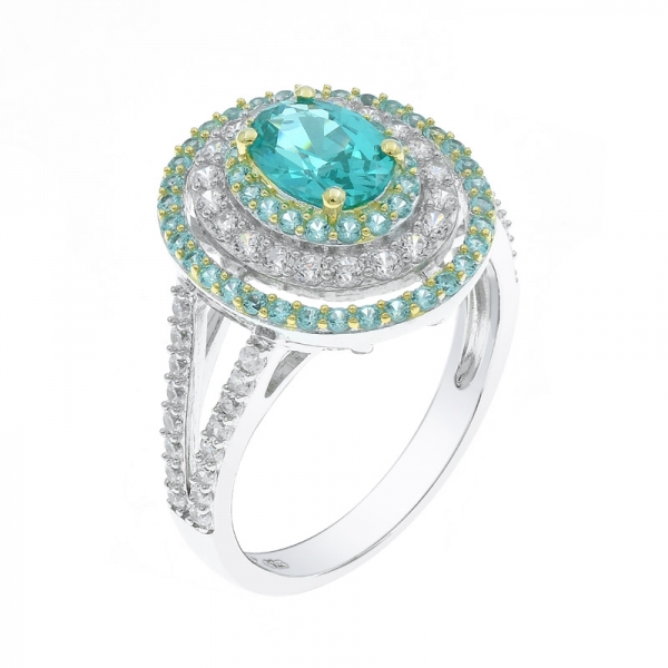 925 Precious Paraiba Halo Ring For Ladies 