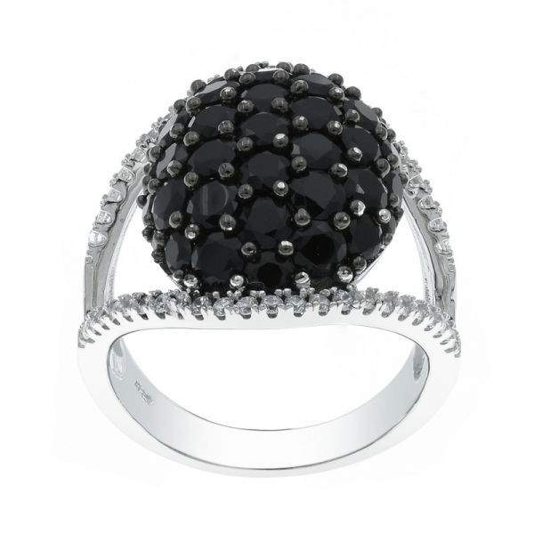 925 Silver Black Nano & White CZ Ring 