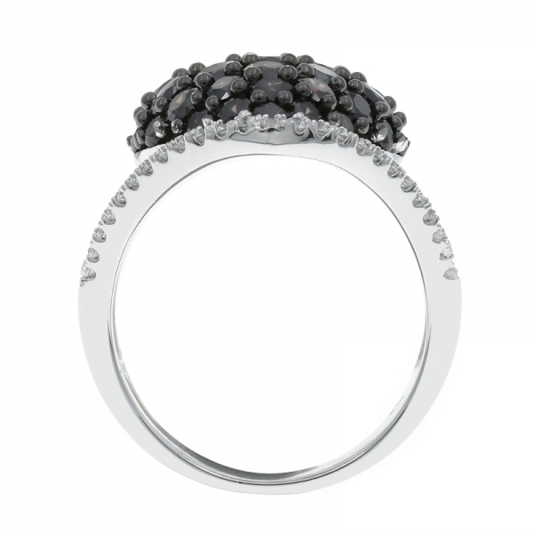 925 Fashionable Mocha & White CZ Silver Ring 