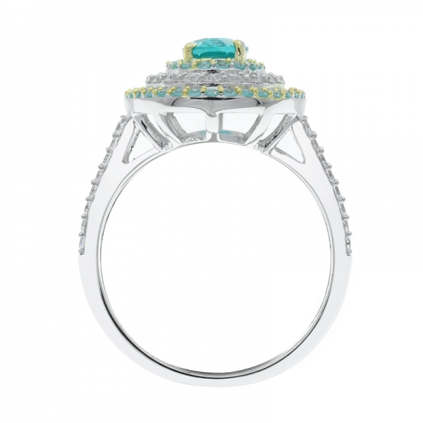 925 Precious Paraiba Halo Ring For Ladies 