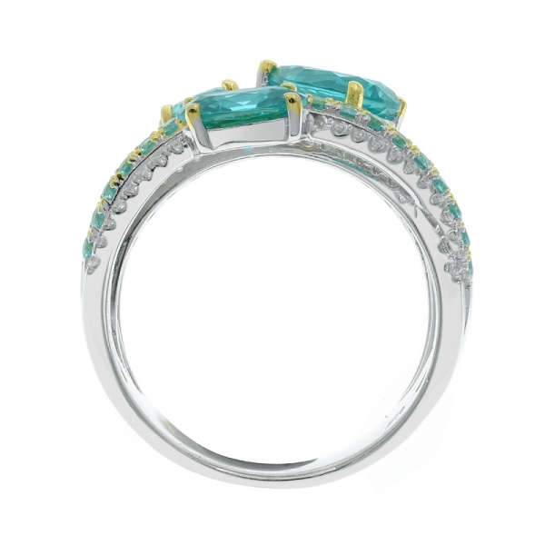 925 Paraiba Criss Cross Silver Ring 