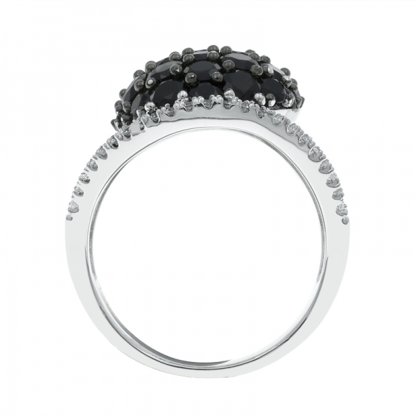 925 Silver Black Nano & White CZ Ring 