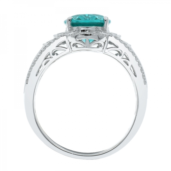 Graceful 925 Oval Shape Paraiba Silver Ring 