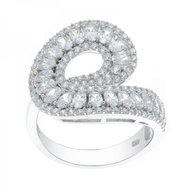 925 Elegant White CZ Twist ring 