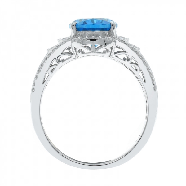 Graceful 925 Oval Shape Paraiba Silver Ring 