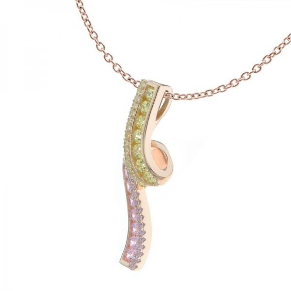 925 Pink & Yellow CZ Twist Pendant 