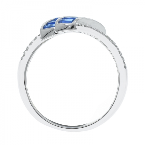 925 Silver Ring With Two Rows of Blue Nano 