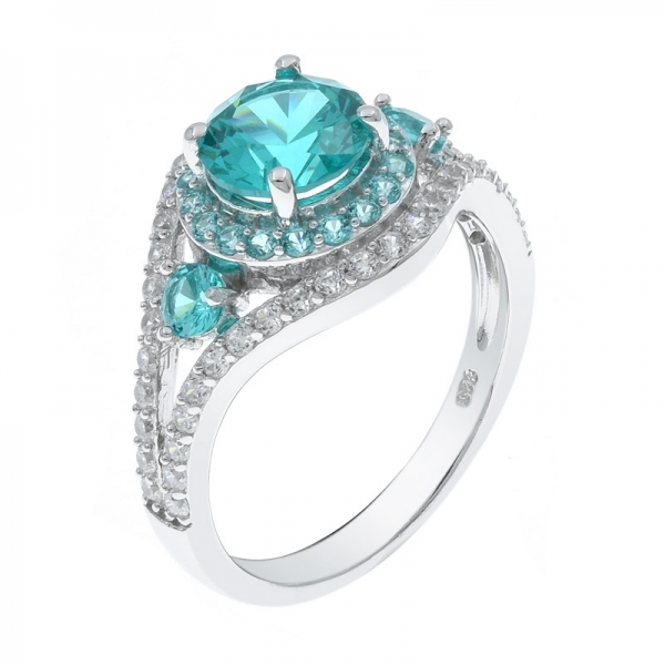 925 Fancy Silver Morganite Halo Ring 