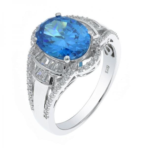 Graceful 925 Oval Shape Paraiba Silver Ring 