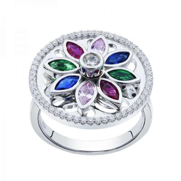 925 Floral Spinning Silver Ring For Ladies 