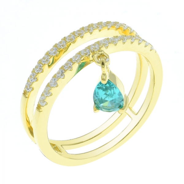 925 Paraiba Two Lines Silver Ring 