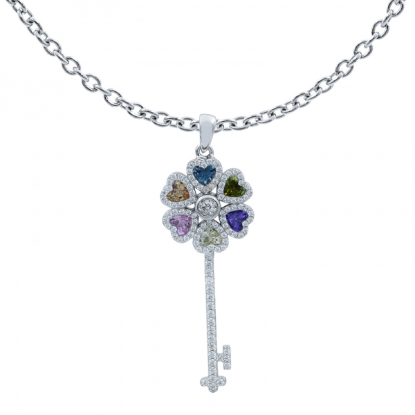 Floral Spinning Key Pendant in 925 Sterling Silver 