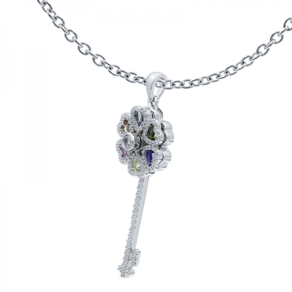 Floral Spinning Key Pendant in 925 Sterling Silver 