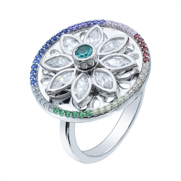 925 Floral Spinning Silver Ring For Ladies 