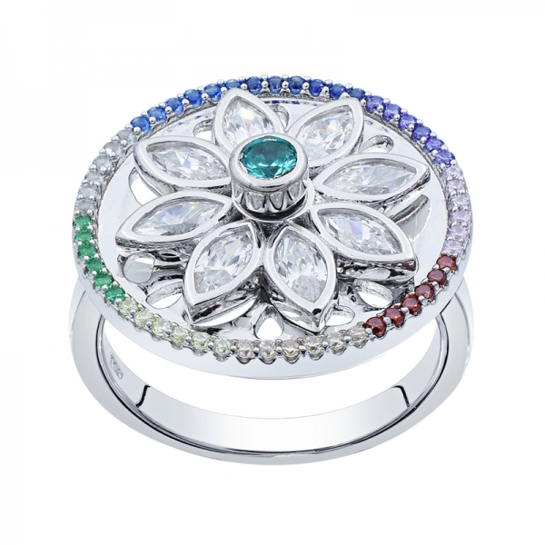 925 Floral Spinning Silver Ring For Ladies 