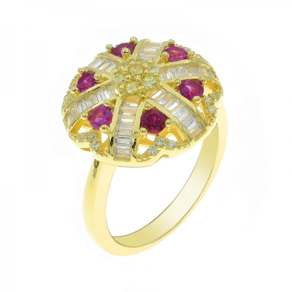 925 Silver Stylish Paraiba Ring in Gold Plating 