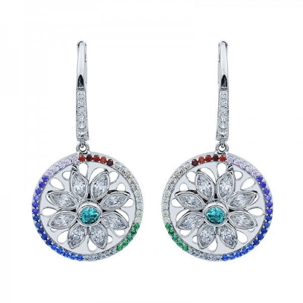 925 Glorious Spinning Flower Silver Earrings 