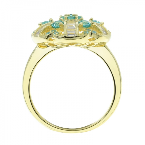 925 Silver Stylish Paraiba Ring in Gold Plating 