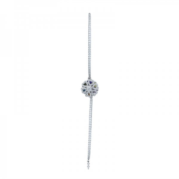 Floral Spinning Bracelet in 925 Sterling Silver 
