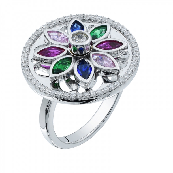 925 Floral Spinning Silver Ring For Ladies 