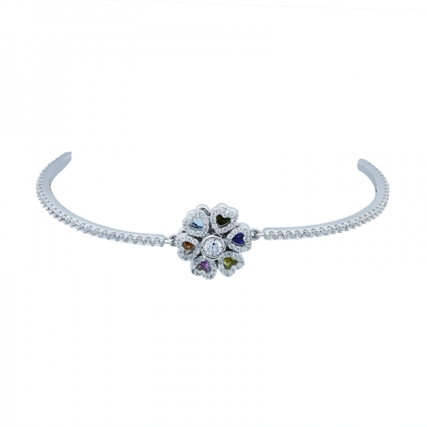 Floral Spinning Bracelet in 925 Sterling Silver 