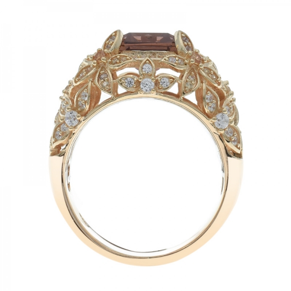 Silver Classic Emerald Cut Morganite Nano Ring 