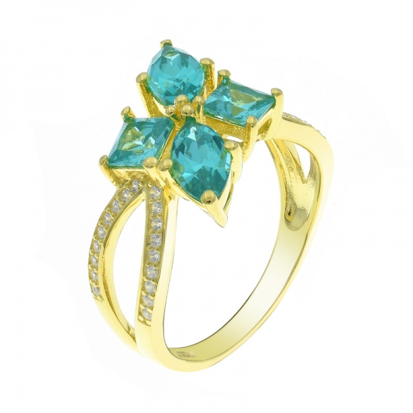 925 Silver Splendour Gold Plated Paraiba Ring 