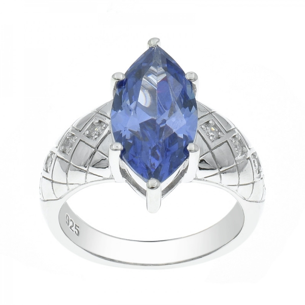 925 Silver Marquise Tanzanite CZ Ring 