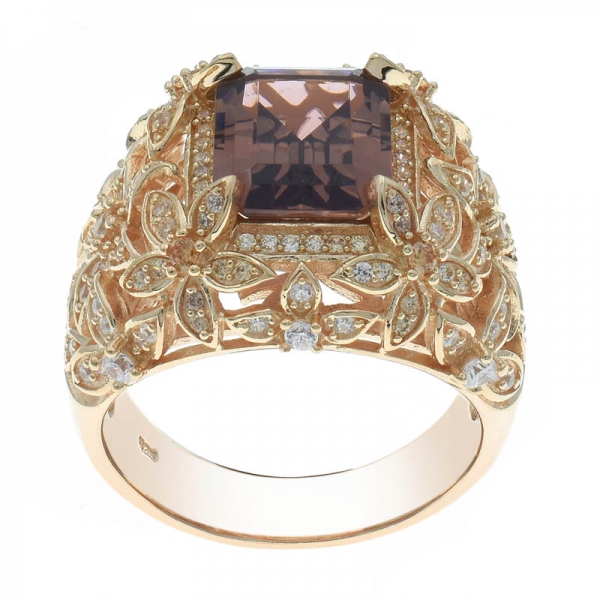 Silver Classic Emerald Cut Morganite Nano Ring 