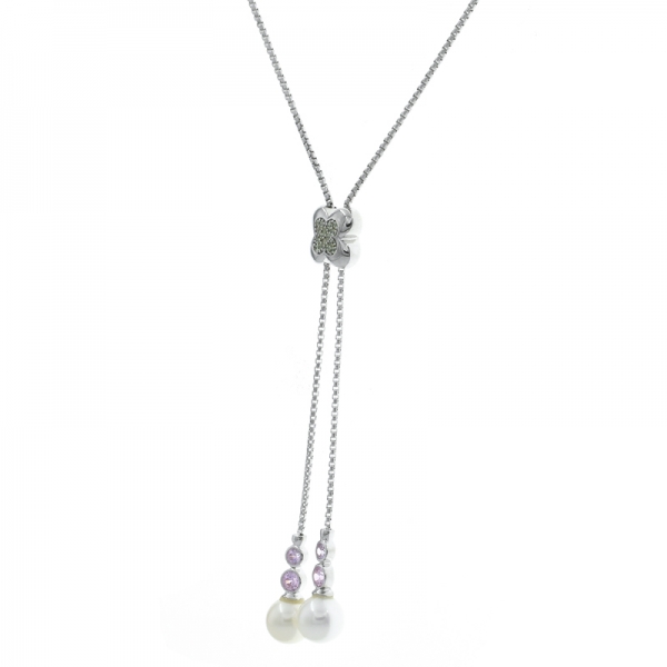 925 Sterling Silver Pearl Adjustable Necklace 