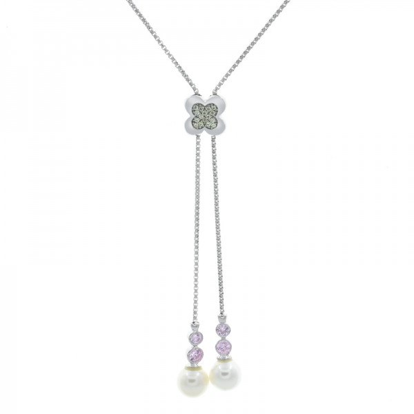 925 Sterling Silver Pearl Adjustable Necklace 