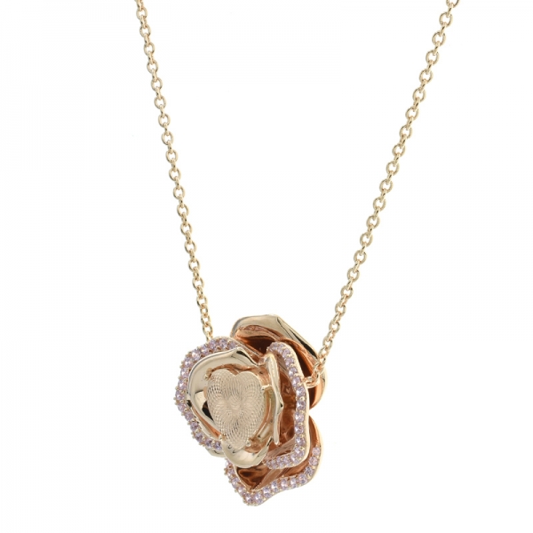 925 Charming Rose Gold Plated Flower Necklace 