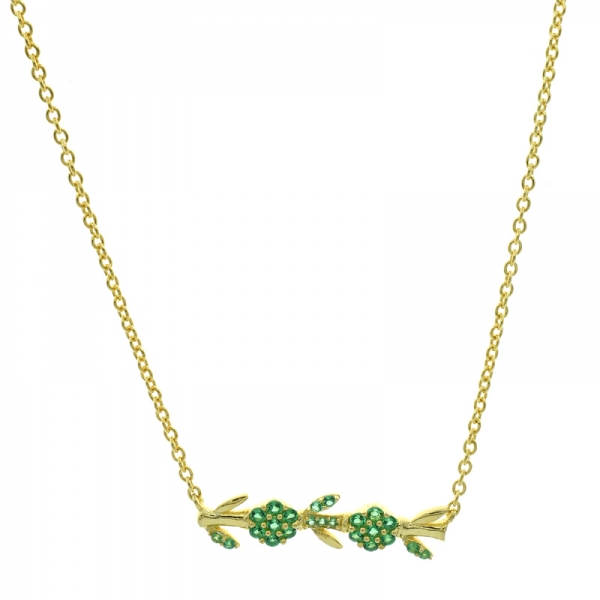 925 Silver Green Nano Bamboo Necklace 